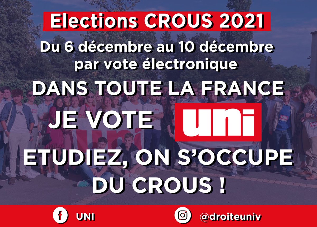 droiteuniv's tweet photo. 🗳 Le vote est ouvert depuis 8h ce matin !
Dans toutes les villes de France, dans toutes les universités, lycées, écoles, on vote et on fait voter UNI en masse !
Bon courage à nos militants pour faire gagner la droite étudiante partout en France 🇫🇷 https://t.co/gDg3jc4lT0