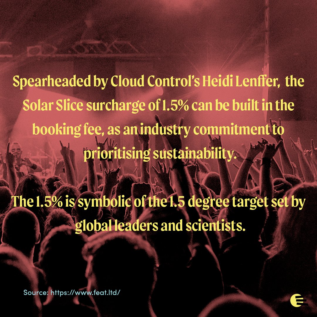 musicdeclares's tweet photo. Really great initiative from @feat_artists ! Solar Slice helps to fund carbon reduction across live music through a surcharge on booking fees. Would you like to see this kind of project where you live?
⁠#NOMUSICONADEADPLANET #livemusic #carbonemissions  #limecordiale https://t.co/voCIIcox56