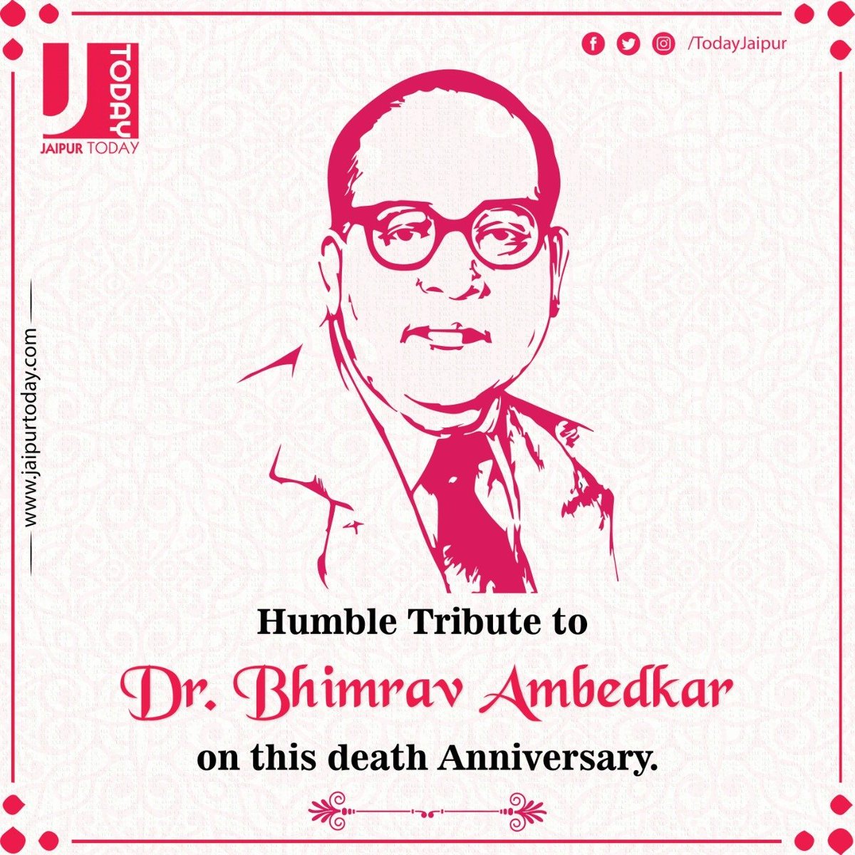TodayJaipur's tweet photo. Tributes to the architect of the constitution and Bharat Ratna Babasaheb Dr. Bhimrao Ambedkar ji on his death anniversary.
#JaipurToday #Jaipur #Rajasthan 
#BabaSahebAmbedkar
#ambedkarjayanti  #Ambedkar https://t.co/5EGAZpZNNR