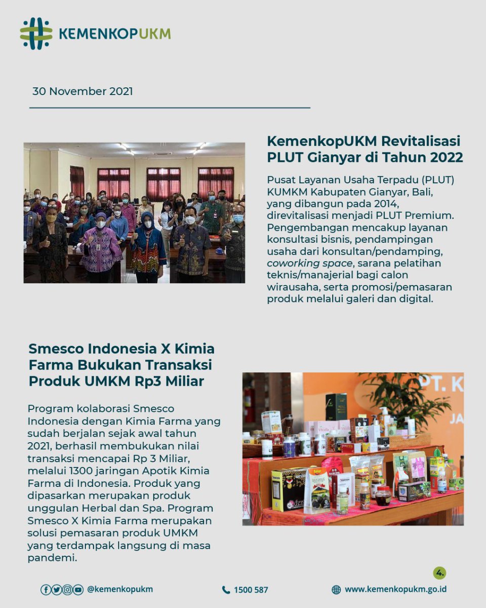 kemenkop_'s tweet photo. Seperti capaian @smescoindonesia x Kimia Farma yang berhasil membukukan transaksi sebesar Rp3 miliar, penggunaan #BPUM sebagai program bantuan produktif, dan masih banyak lagi.
#KemenKopUKM
#UMKMBangkit
#KoperasiKeren
#IndonesiaMaju https://t.co/zrnHYqVAZV