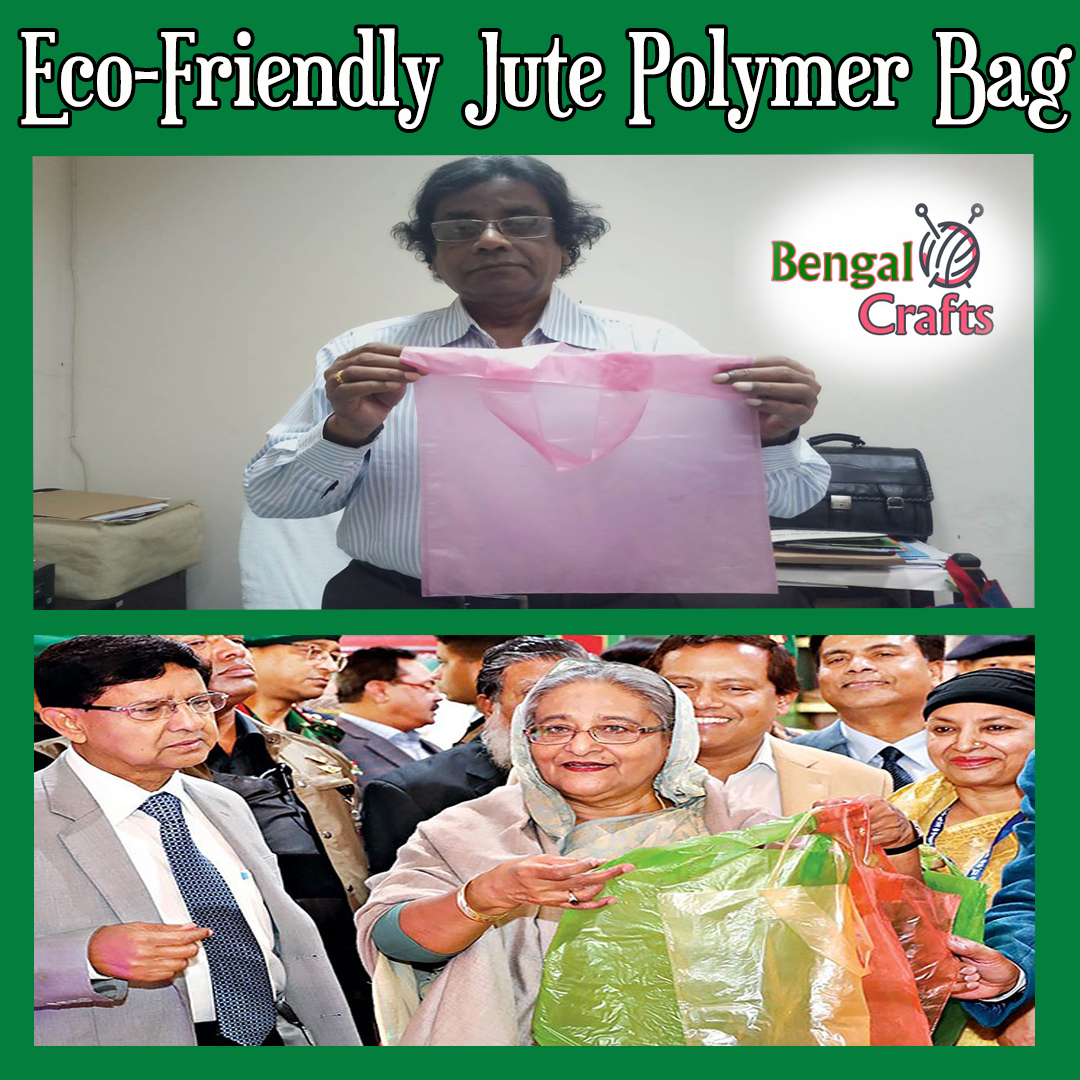 Bangladeshi Scientist Mubarak Ahmad Khan holds one of the jute-based 'Sonali' bags he invented as a replacement for plastic bags, in his office in Dhaka, Bangladesh. bengalcrafts.xyz/product-catego… #ecofriendly #antiplastic #jutepolymerbag #sonalibag