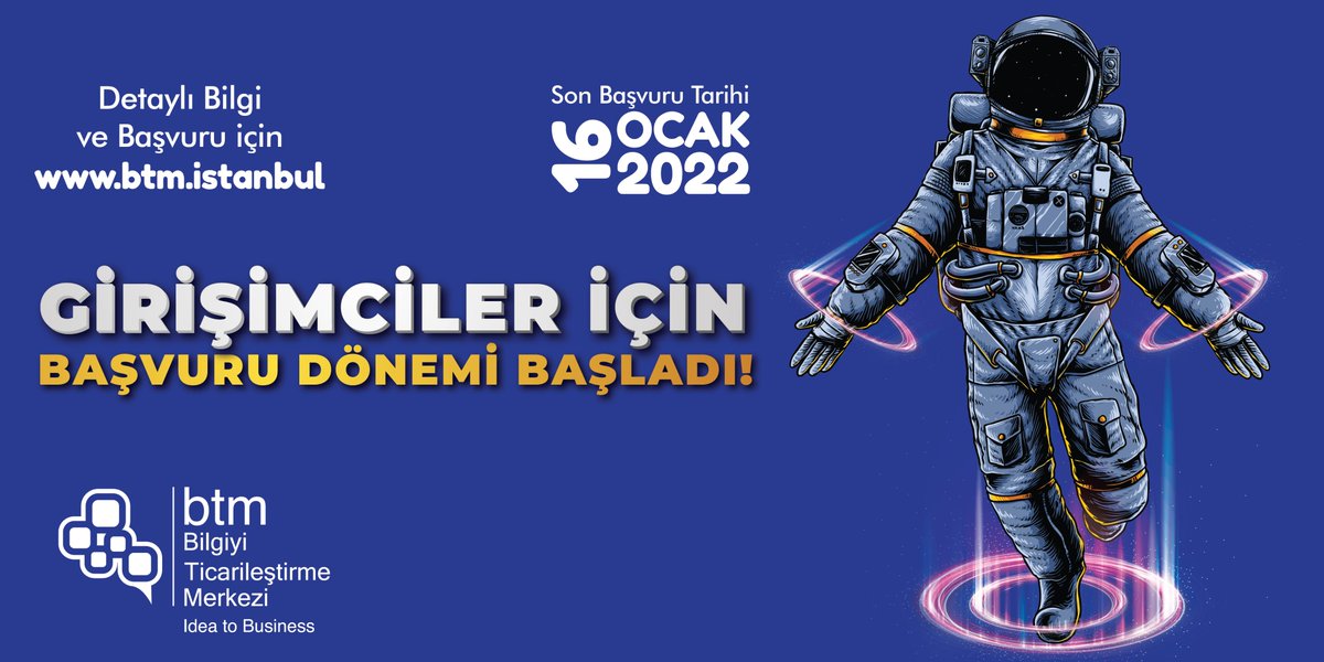 btmistanbul's tweet photo. BTM yeni girişimcilerini bekliyor!

Son başvuru tarihi 16 Ocak 2022 
Hemen başvur 🚀 

https://t.co/u65XcY05MB 

#btmistanbul #ideatobusiness #startup #girişimcilik #entrepreneur https://t.co/wv9s8Rb6W2