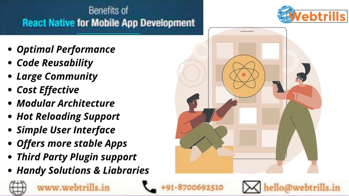 webtrillsdotin's tweet photo. Benefits of React Native for Mobile App Development.
-----------------------
For more details contact us at-
Visit us- https://t.co/3fIPL3Vlzm
Call us- +91-8700692510
Mail us - hello@webtrills.in
#webtrills  #reactnative  #mobileappdevelopment #reactnativebenefits #appdevelopment https://t.co/JziNGMDVbQ