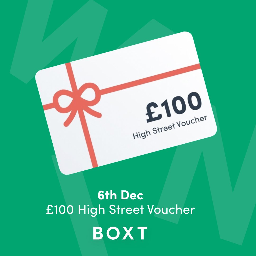 weareboxt's tweet photo. 🎄 BOXT ADVENT CALENDAR 2021 - 6TH DECEMBER⁠ 🎄

£100 High Street Voucher⁠ 🎁

To Enter:
◾ Follow @weareboxt 
◾ Tag a friend
◾ Retweet this post
⁠
Prize Draw ends at 8pm.⁠

https://t.co/I4eegwXjIh https://t.co/NRYkMRPrx1