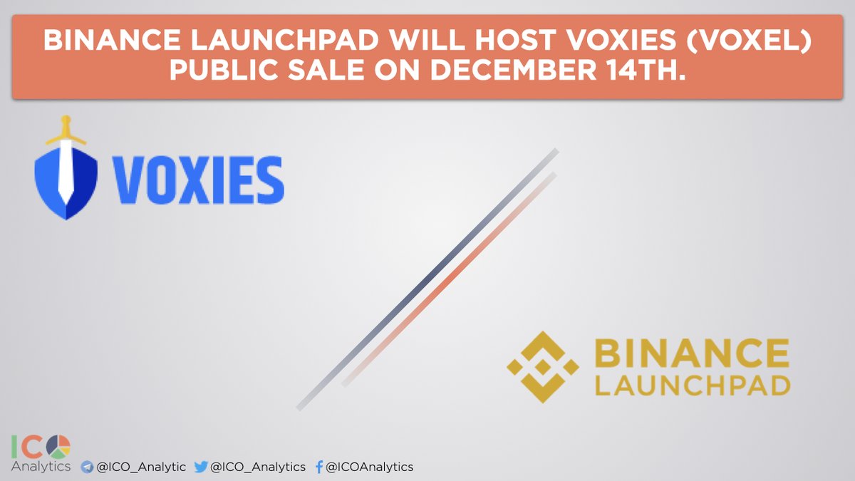 ICO_Analytics's tweet photo. Binance Launchpad will host @VoxiesNFT $VOXEL public sale on December 14th. Sale format: proportional among $BNB holders. @binance will record user $BNB balances for 7 days from Dec 7 till Dec 14. Public sale goal: $6M for 10% of total token supply.
https://t.co/9ZB8VvZvuw https://t.co/ao8fuEH6Jd