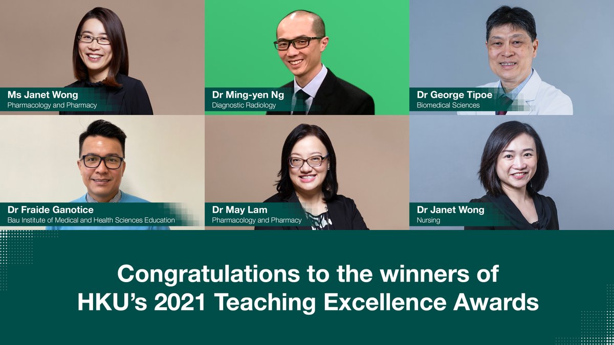 Congratulations to the teachers from @HkuPharm, @hku_son, @hkusbms, BIMHSE and the Department of Diagnostic Radiology on their awards! @mingyen_ng, @janetwong_hku