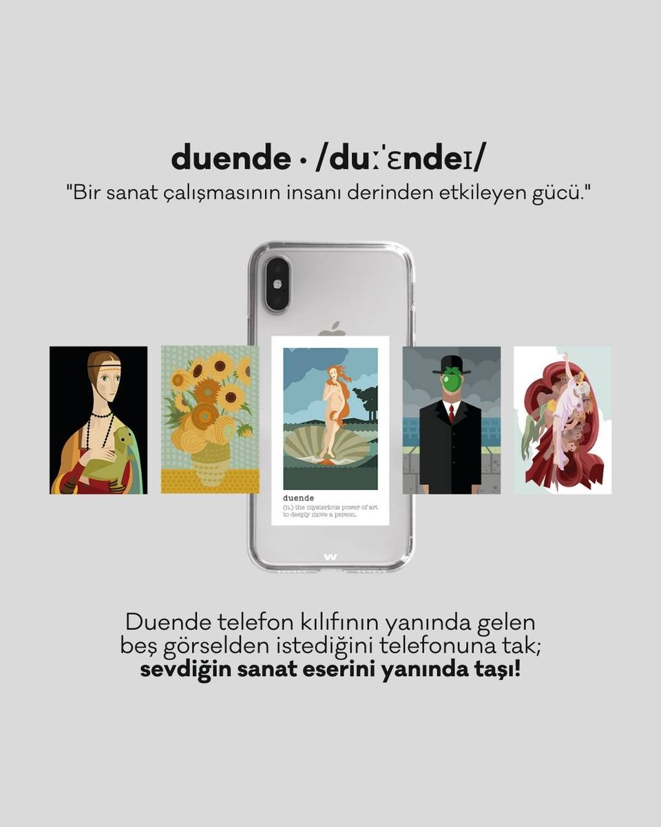 wugustudio's tweet photo. Bu yola çıkarken ilk ürünümüz "Duende"ydi; kimler hatırlıyor? 😍⚡ Telefon kılıfının yanında ücretsiz gelen beş karttan istediğini telefonuna tak; sevdiğin sanat eserini yanında taşı! 🧡
Duende Telefon Kılıfı: https://t.co/eQGyXMM5ax
#WUGUstudio #Art #Duende #TelefonKılıfı https://t.co/qiGiGl0XmK
