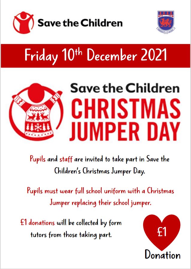 Friday 10th December at PHS is ‘Christmas Jumper Day’. Everyone is invited to take part and support the charity ‘Save the Children’. #christmasjumper