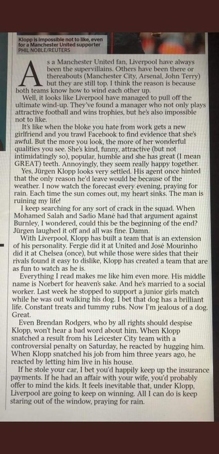 A Man Utd fan on Jurgen Klopp
#Liverpool #Klopp