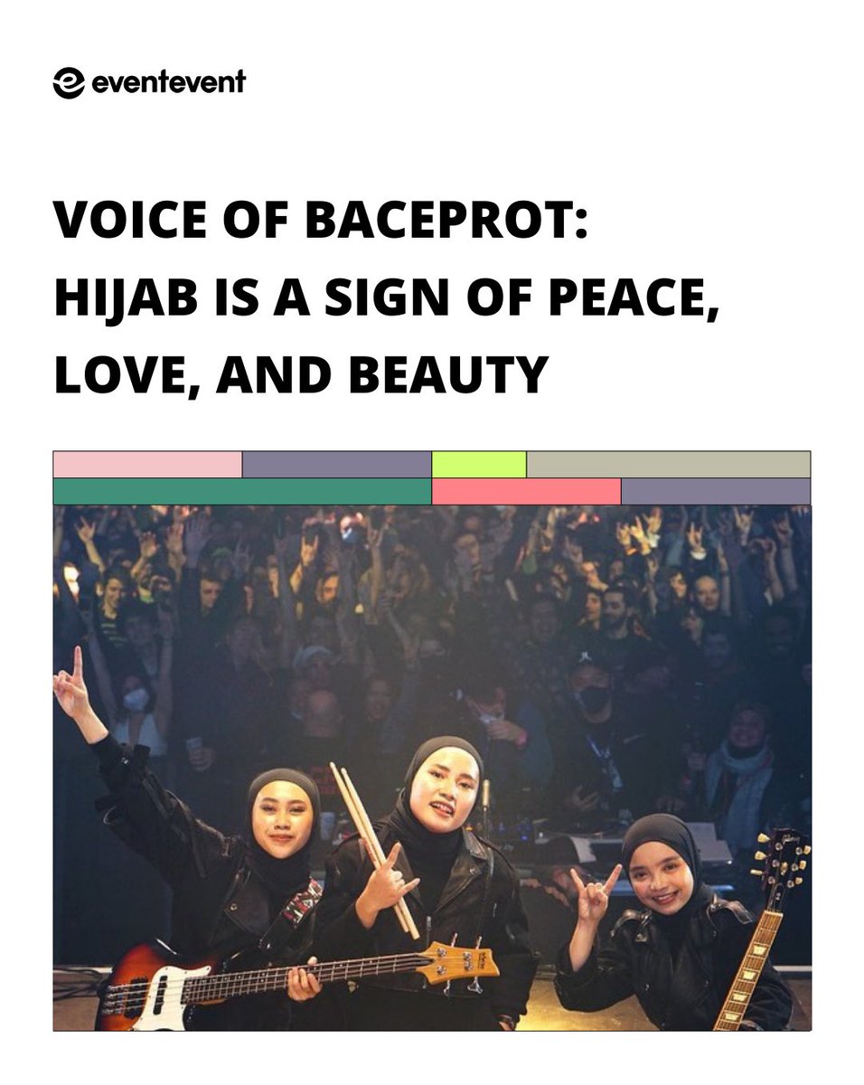 Eventeventapp's tweet photo. @baceprotvoices, trio metal asal Garut memberikan pesan bahwa Hijab is a sign of peace, love, and beauty pada saat tour "Fight Dream Believe" di Eropa. Sang vokalis menjawab pertanyaan tentang hijab yang sering ditanyakan pada sesi interview tur Eropa. Dan jawabannya keren!! 🙌 https://t.co/xJ5OeaEZ8m