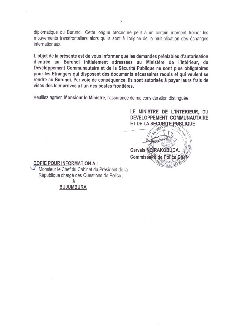 🔵🛬⛴️🛣️Dès le 3 décembre, le visa d'entrée au #Burundi peut être obtenu au poste-frontière d'entrée: décision du @MininterInfosBi.
 
🔎 Une des recommandations du Forum National sur le Développement (#FNDB2021) défendue par Denis Nshimirimana (Chambre du Tourisme,@cfcibburundi)