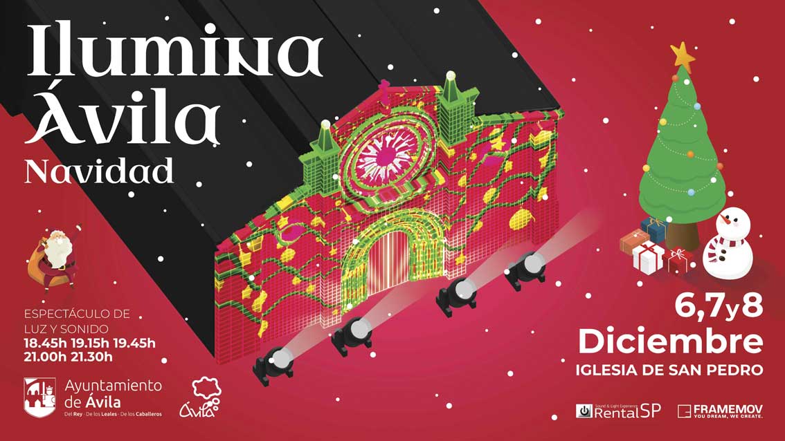 Ayto_Avila's tweet photo. Espectáculo de videomapping ‘Ávila Ilumina’
Durante el puente de la Constitución, en la plaza del Mercado Grande, aunaremos Navidad y patrimonio
Del 6 al 8 de diciembre, cinco pases diarios 
 https://t.co/NS7rDXFSXv https://t.co/zDPJFHR2jV