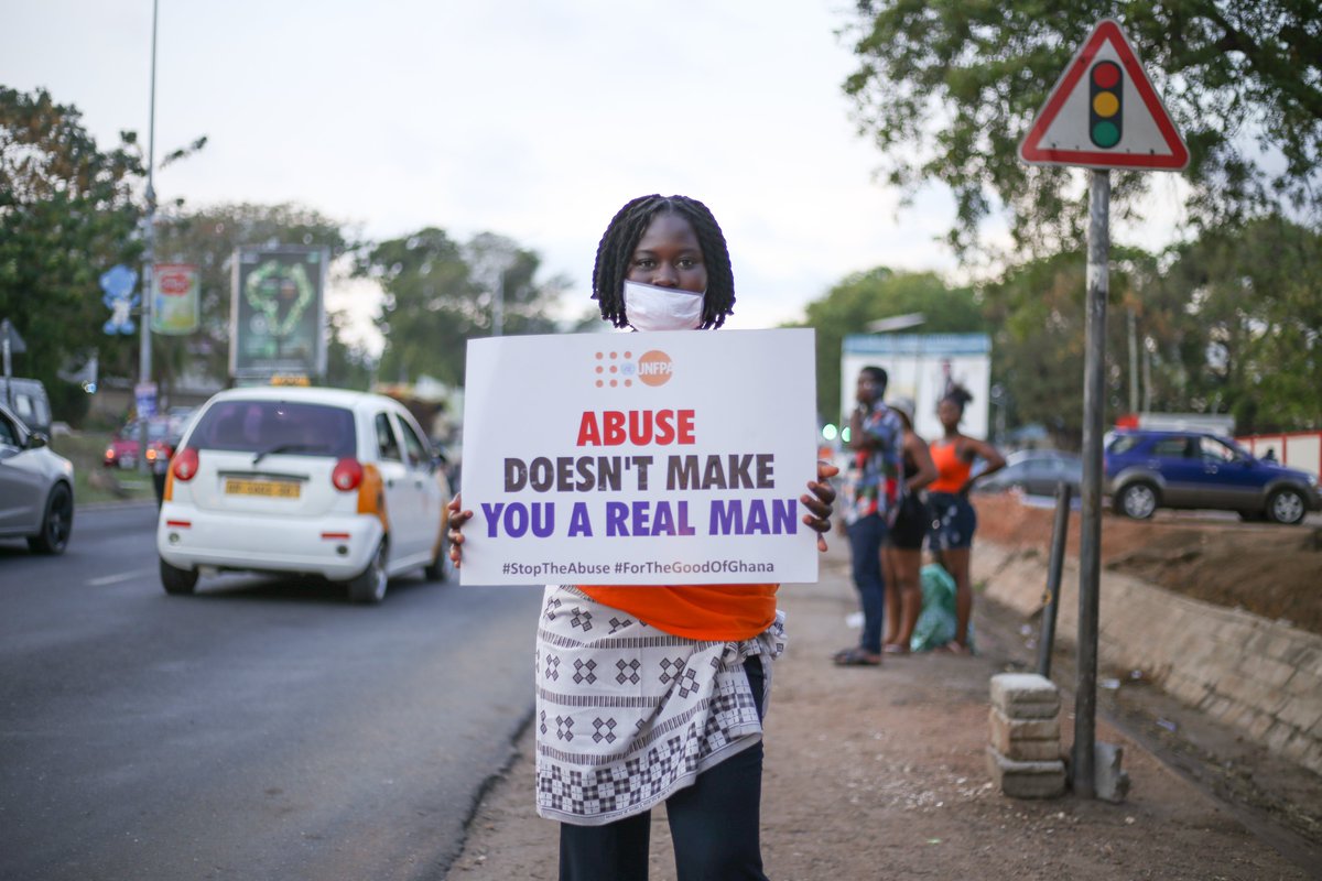 UNFPAGhana's tweet photo. Abuse doesn't make you a real man.
Be responsible and stop the violence!🛑

#16Days #OrangeTheWorld #ForTheGoodOfGhana🇬🇭 https://t.co/P3KbYN75bY