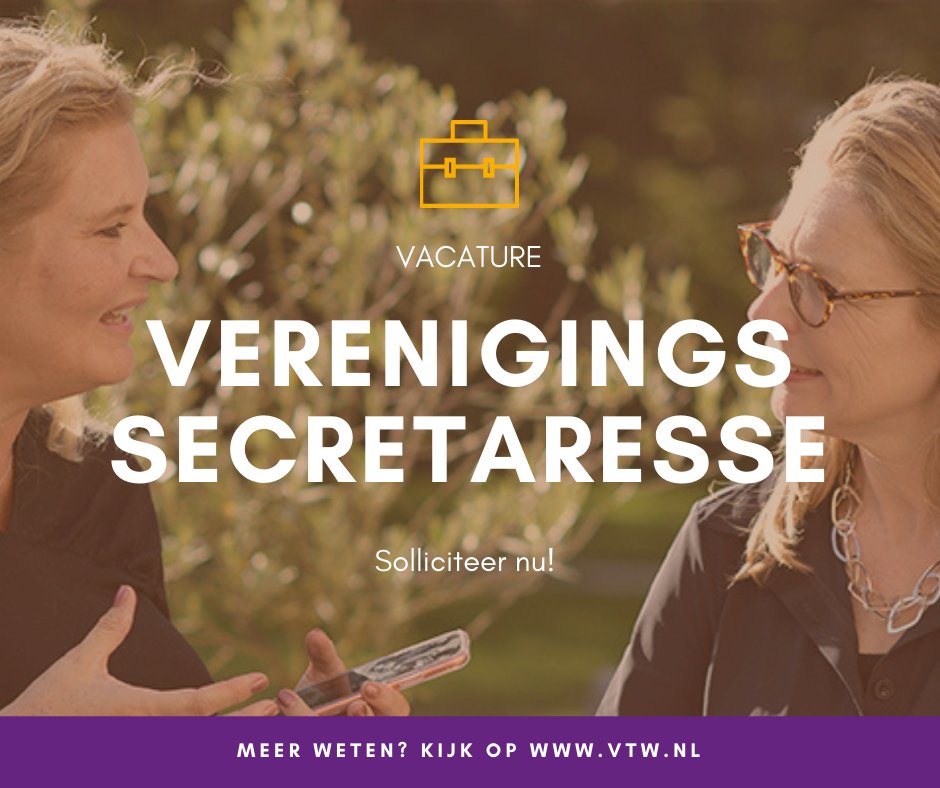 #Vacature! Verenigingssecretaresse (m/v) 24-32 uur p/w. In deze functie ben je o.a. verantwoordelijk voor het reilen en zeilen op het bureau. Gezien het relatief kleine karakter van het VTW Bureau zijn de taken breed georiënteerd. Meer informatie, via: vtw.nl/nieuwsbrief/21…