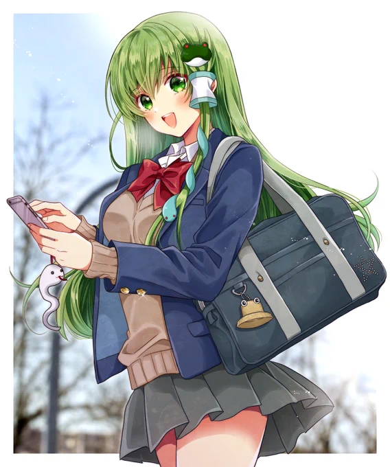冬のブレザー制服早苗さん🐍💚

#東方Project #二次創作絵 #東風谷早苗 