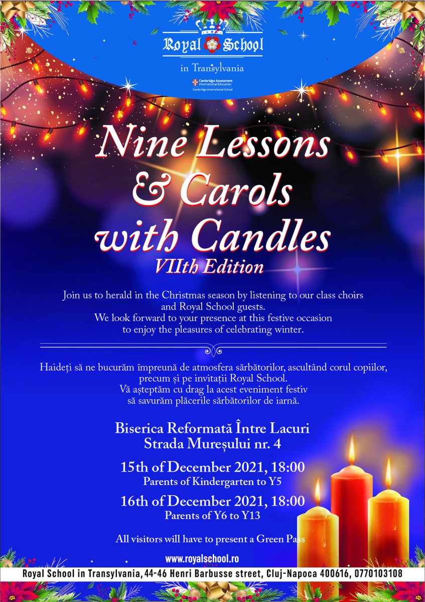 _RoyalSchool's tweet photo. We are delighted to announce that we holding our Christmas Carol concert on the 15th and the 16th of December, for all our amazing students and their families. For any questions please do not hesitate to contact us, we look forward to seeing you there. #Christmas #WINTER https://t.co/CxVdKUIft1
