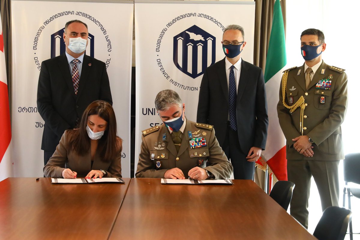 stevdoradze's tweet photo. ๐ฌ๐ช Defence Institution Building school (#DIBs) established under #SNGP @ModGovGe has signed MoU with ๐ฎ๐น Post Conflict Operations Study Center (#PCOSC) @Esercito which will further strengthen & develop DIBs & vice versa! #Congratulations #StrongerTogether #ThankYou @ItalyatNATO https://t.co/Qz67HaSqxj