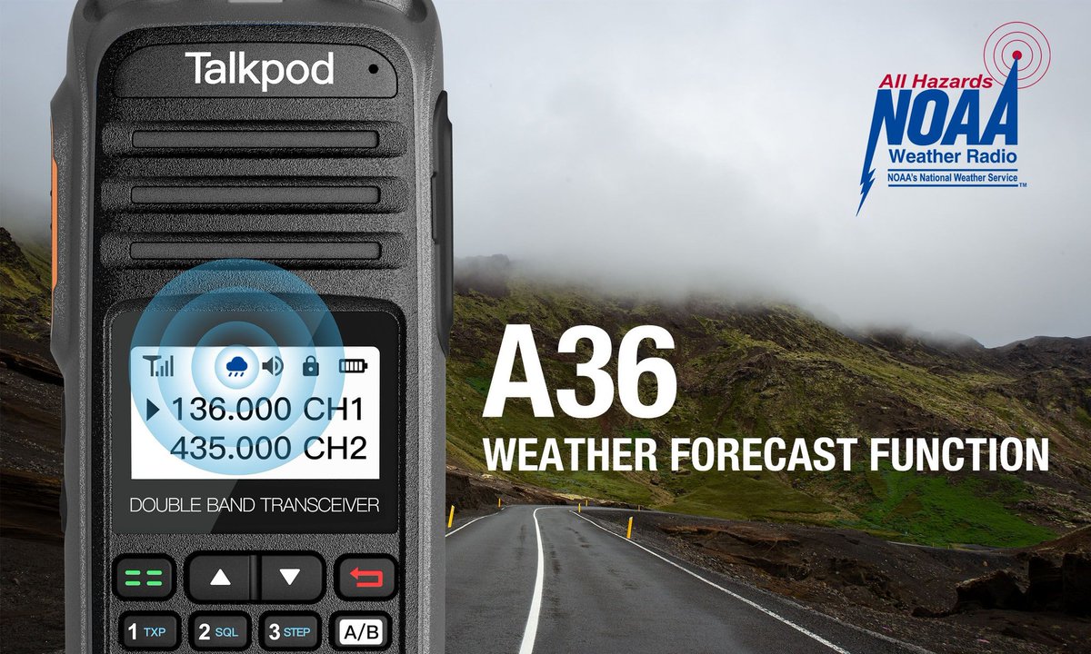 Talkpod A36 model support #N0AA Weather Radio All Hazards is nationwide netowkr of radio stations broadcasting continuous wether information direcly from the nearest national weather service office. 24 hours.  #UHF #VHF #DMR #PMR #waliketalkie #Instantradio #DigitalMobileRadio