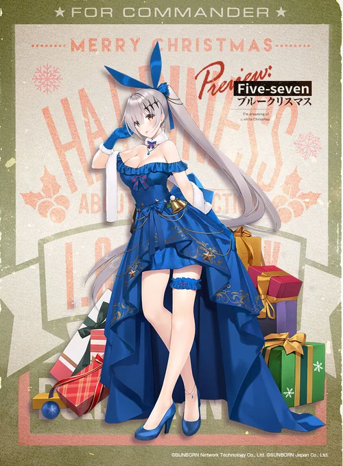 【Five-seven専用スキン『ブルークリスマス』の紹介】

Five-sevenの煌めく青いドレスは、まるで冬の夜のようでロマンティック!
「12月11日(土)0:00」より開催する期間限定スキンテーマ『騒がしいクリスマス小屋』のスキンガチャにて入手可能です。
お見逃しなく!

#ドルフロ
#クリスマス 