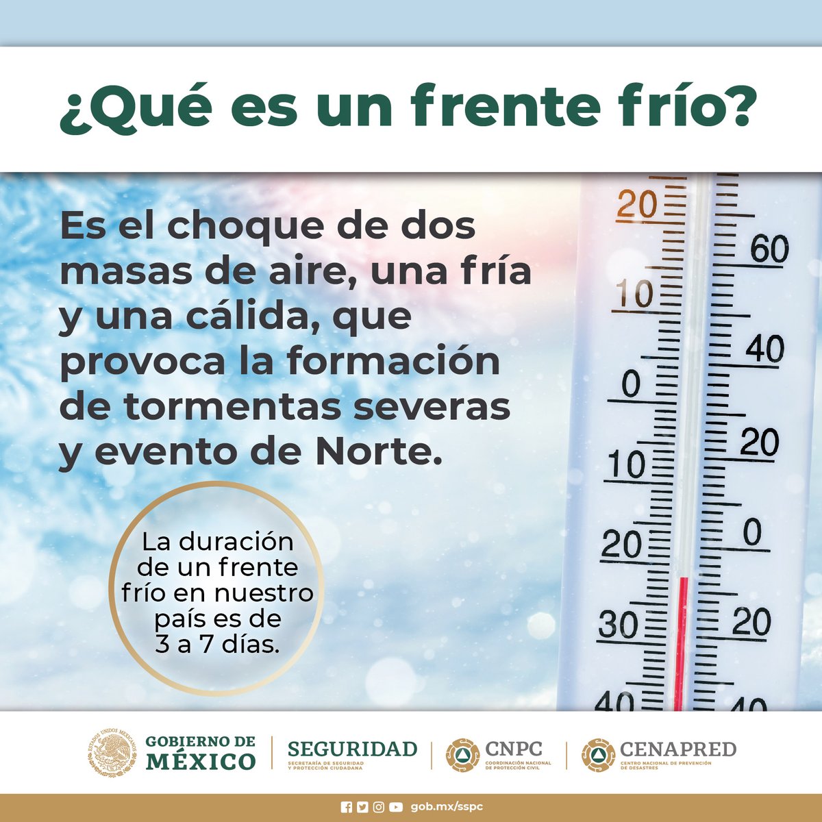 CNPC_MX's tweet photo. 🥶¿#SabíasQué estamos en temporada de #FrentesFríos?

Comprende el periodo de septiembre a mayo del siguiente año.🗓

En este blog que #Cenapred preparó para ti, conoce más sobre ellos y sus medidas de autoprotección.
👉🏼 https://t.co/R62xAJCJbe https://t.co/CeOY6AsuEJ