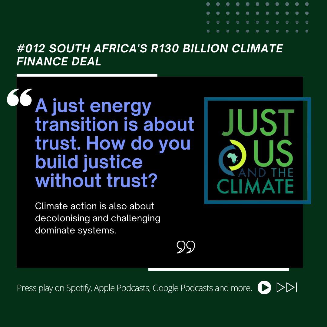 Can #climatefinance unlock SA #justenergytransition? Find out in #season2 of the #justusandtheclimate podcast brought to you by @CJCoalition #climatejustice #podcast #JustTransition tinyurl.com/3hrvh5p7