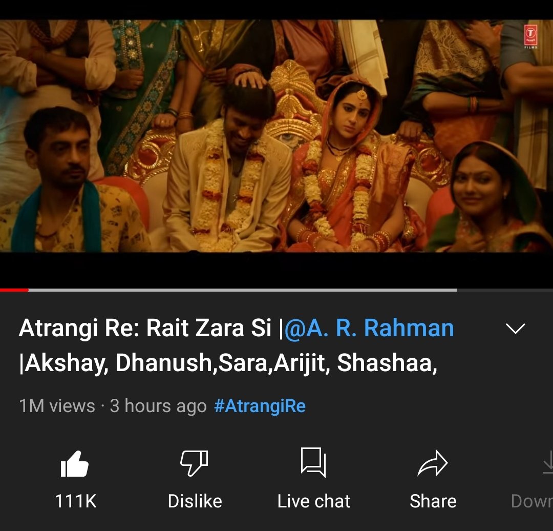 #Raitzarasi song update
1M views and 111k likes in 3 hours
#AtrangiRe