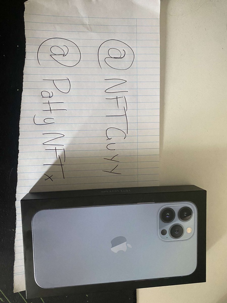 NFTGUYY's tweet photo. IPHONE 13 PRO MAX GIVEAWAY 🎁 

- LIKE AND RETWEET 

- FOLLOW @NFTGUYY AND @PattyNFTx ( 🔔 )

- DM THIS GIVEAWAY TO 5 FRIENDS! ( OR TAG THEM ) 

Good luck 7 DAYS ⏰ https://t.co/hhLE8KqxfM