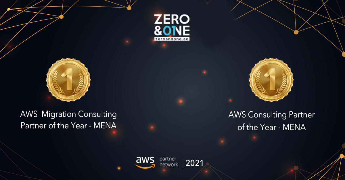 zeroandoneme's tweet photo. It's our utmost honor to announce that we've just received two distinguished awards from AWS:
•AWS Consulting Partner of the Year – MENA
•AWS Migration Consulting Partner of the Year – MENA

Read our latest blog addressing the awards:
https://t.co/uVcN1I3d1F

#AWS @AWS_Partners https://t.co/G7gBLA1plI
