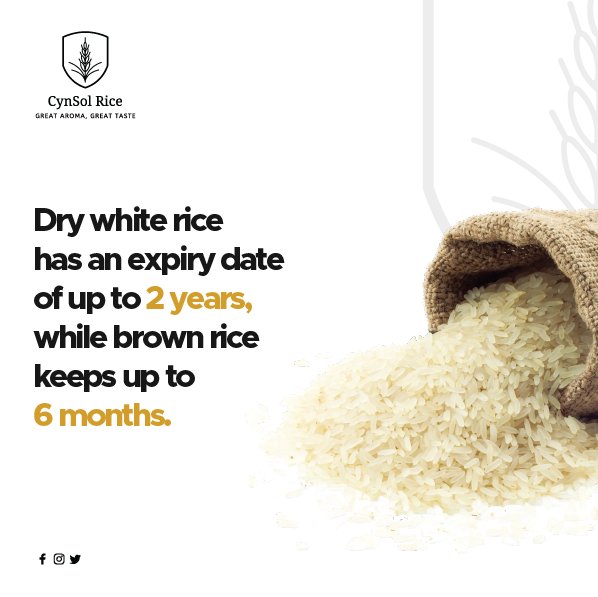 CynsolR's tweet photo. Reason 2/100 of why you should choose (white) Cynsol rice 🌾 

Long shelf-life! https://t.co/tvBj9SROhO