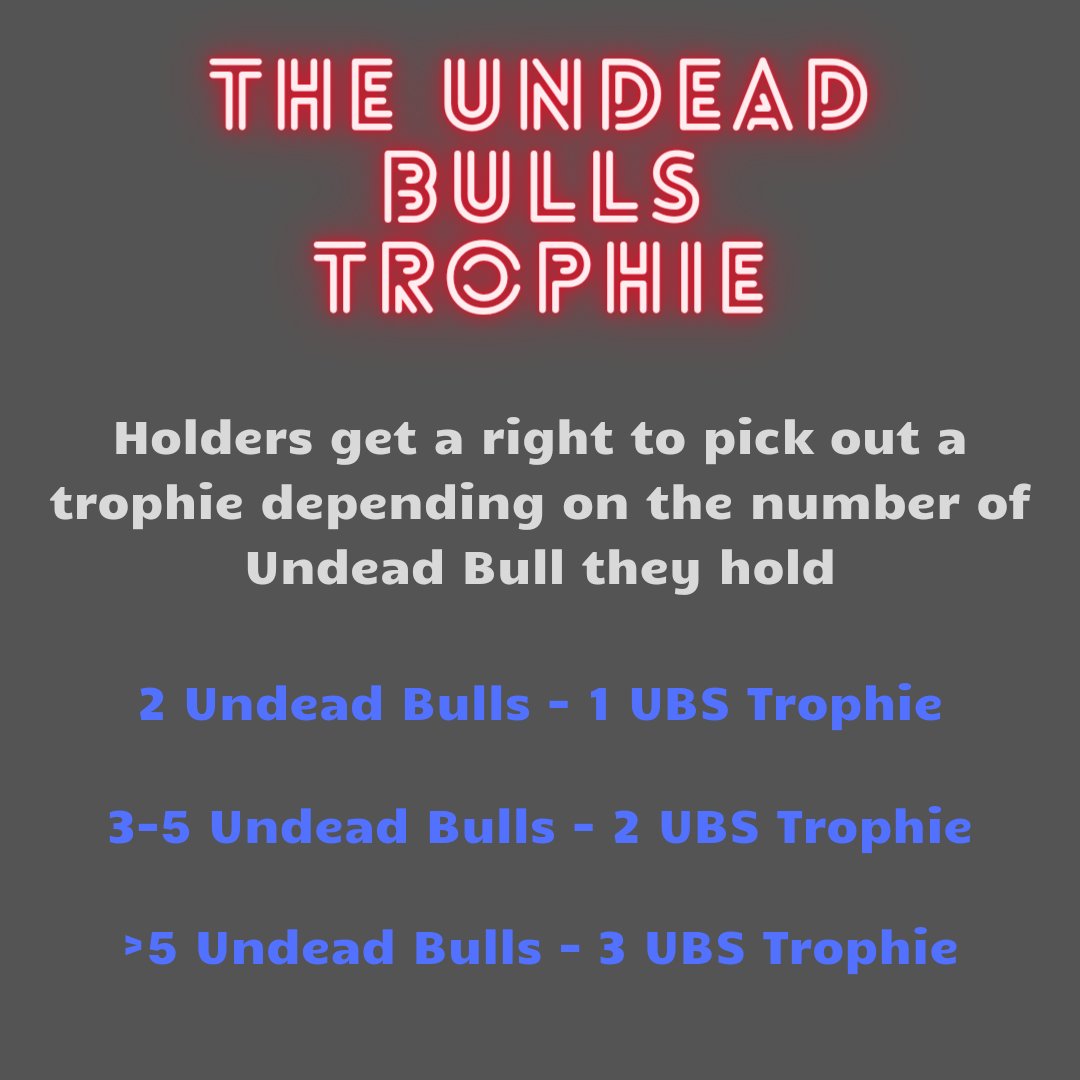 Since The Undead Bulls are slowly approaching its 50 sold pieces, we decided its time to let you know about the rewarding system for our holders that will soon start beeing active!!  #NFTs #NFTCommunity #OpenSeaNFT #PolygonNFTs #nftcollector