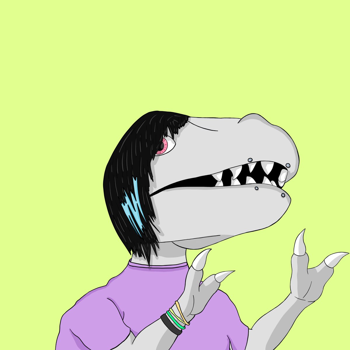 Swears its not a phase and its a way of life. Loves metal music but not the screaming part. Very sensitive. Probably needs a hug.
#nftart #Dinoverse

opensea.io/assets/0x495f9…