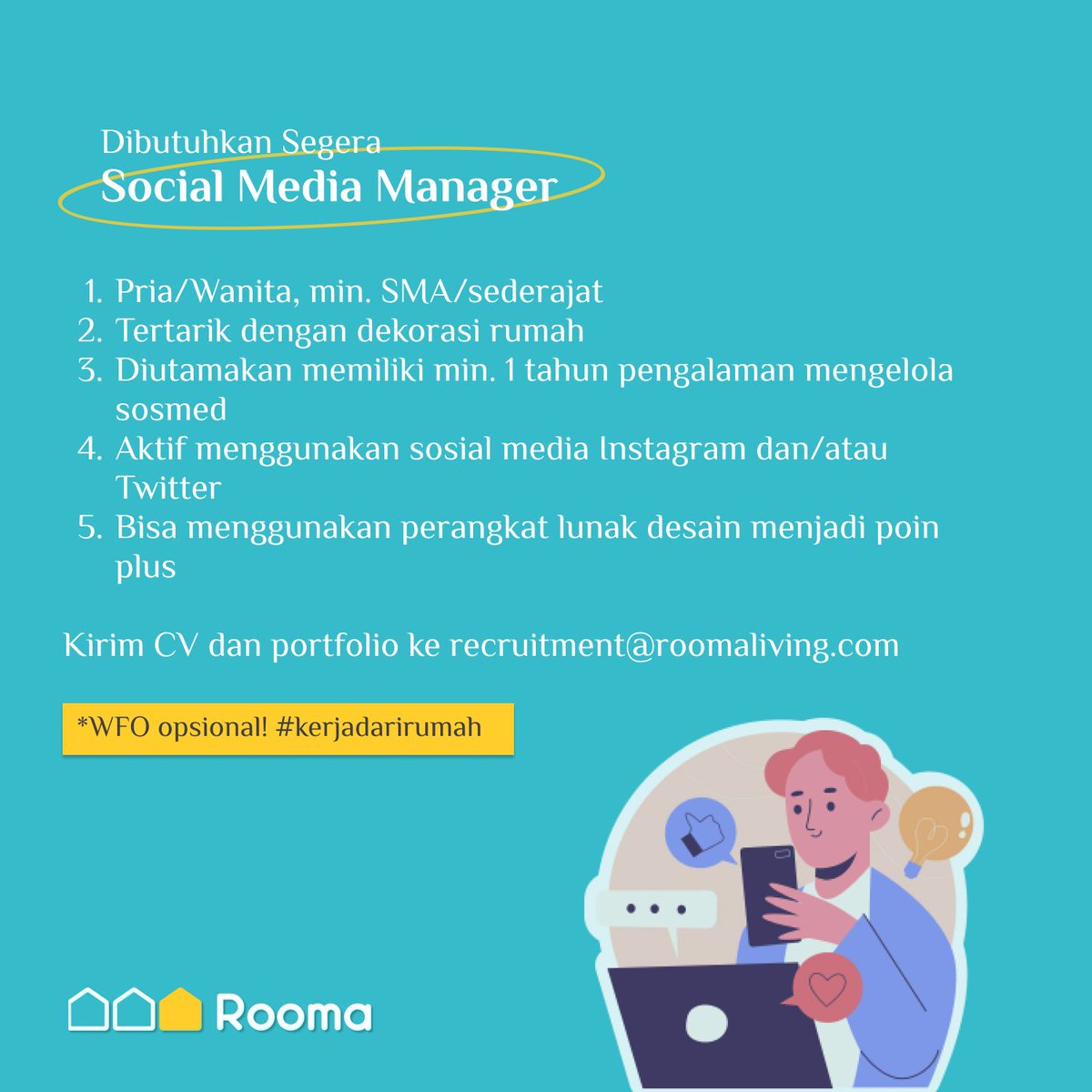 Rooma_ID's tweet photo. #lokerbandung #loker #lowongankerja #lokercot https://t.co/Iicw7ngRks