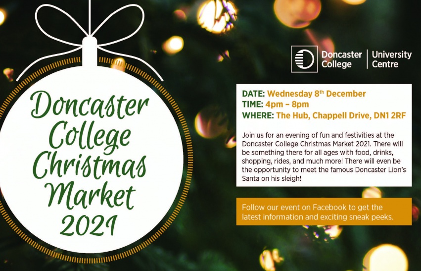 Join in on the fun festivities with your friends &amp; family on the 8th Dec <a href="/DonnyCollege/">DonnyCollege</a> with their spectacular Christmas Market.

There will be something there for everyone with food, drinks, shopping, &amp; more!🎄❄️

Further info: bit.ly/3Djhwps

#RediscoverDoncaster Safely
