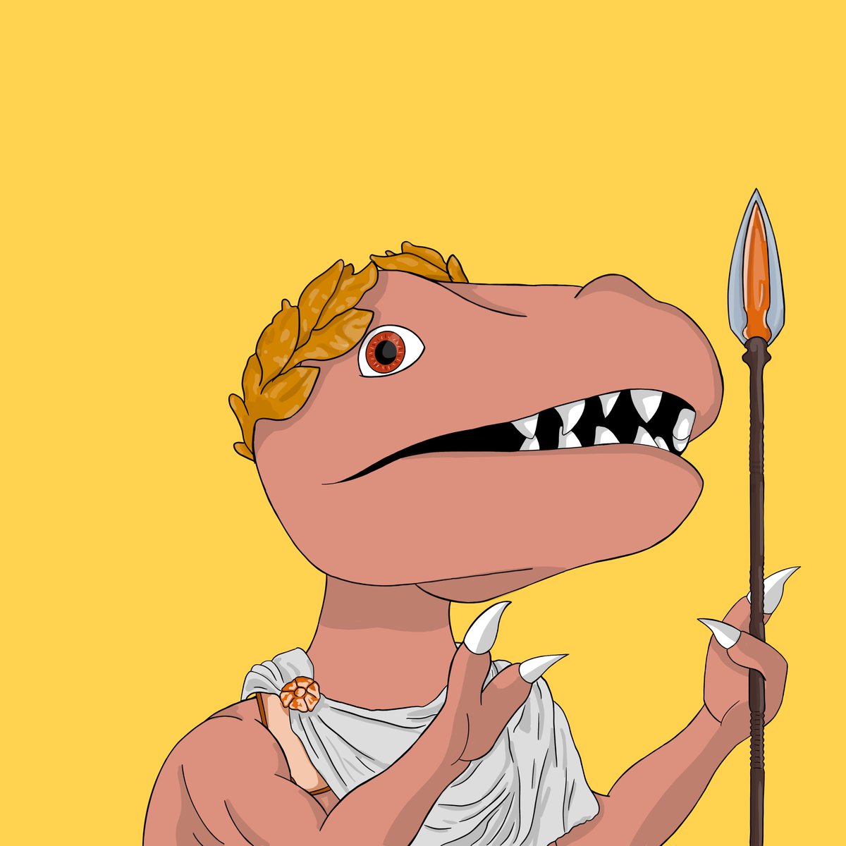 Swears its not built in a day. Walks around in bed sheets. Has an obsession with gold leaves. Cool looking pointy stick.
#ethereumNFT #dinoverse

opensea.io/assets/0x495f9…