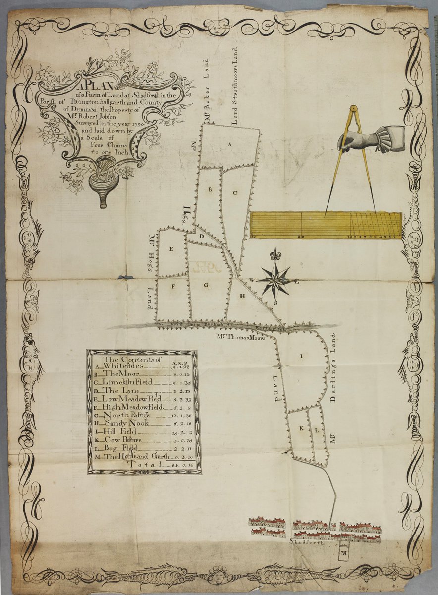DU_Collections's tweet photo. A beauty from our Church Commission deposited maps and plans for #Mapmonday Drawn in 1790 of land in #Shadforth County #Durham. Some amazing sea creatures for added artistic flair! Check out more digitised #local #maps here: https://t.co/mzz3BxXV2c
#localhistory
#archivesathome https://t.co/X4w4pcv3gQ