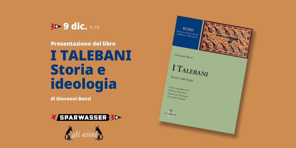 #Afghanistan: giovedì 9 alle 19, allo Sparwasser (Roma/Pigneto) discutiamo di Afghanistan e Talebani a partire dal libro "I Talebani. Storia e ideologia" di Giovanni Bensi a cui <a href="/emgiordana/">EMANUELE GIORDANA</a> e io abbiamo aggiunto una lunga postazione. A sollecitare la discussione <a href="/fortimar/">Marina Forti</a>