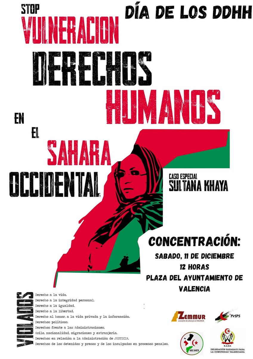 InterSolidaria's tweet photo. Prou repressió Sultana Khaya i població sahrauí als territoris ocupats pel Marroc @MoVA_ps @PlataformaAmb @ZemmurV @DaDPV @IntersindicalV https://t.co/uQq9WSiosQ