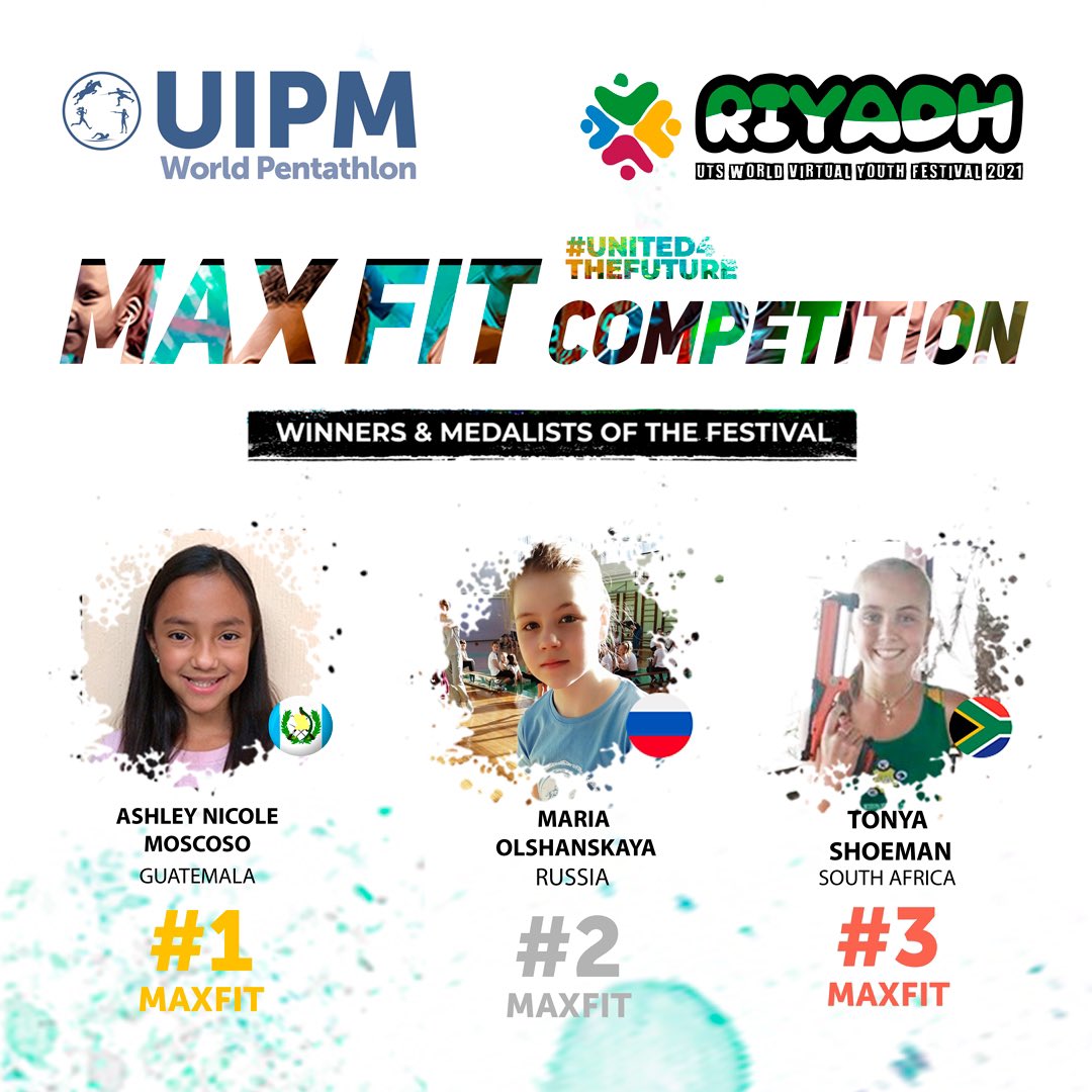 @UTSFESTIVAL 🌍💻🇸🇦 #ModernPentathlon athletes got medals of all value in their Max Fit competition categories 💪 congratulations! 🤩 #united4thefuture 🥇🇬🇹 🥈🇷🇺 🥉🇿🇦