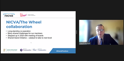 NICVAPolicy's tweet photo. Head of Policy & Public Affairs @nicvageoff provided an introduction to the 'Shared Island, Shared Practices' Initiative, an all-island collaboration with @The_Wheel_Irl that provides a catalyst for greater collaboration for civic society organisations
#SharedPractices https://t.co/S9UMXzEITP