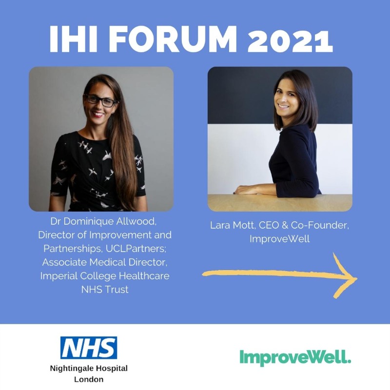 ImproveWellUK's tweet photo. Join us at #IHIForum session B10. Tuesday 7 December. 1-2pm EST; 10-11am PT; 6-7pm GMT; 7-8pm CET
@ImproveWellCEO & @DrDominiqueAllw share the tools and techniques used to create a learning system at @NightingaleLDN and beyond.
Find out more π https://t.co/lbz64Z0crG