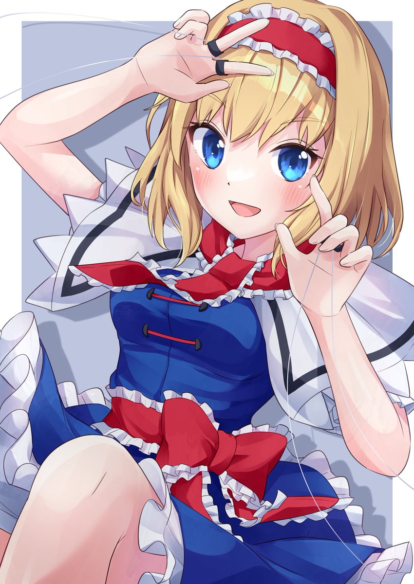 alice margatroid 1girl blonde hair solo hairband blue eyes dress short hair  illustration images