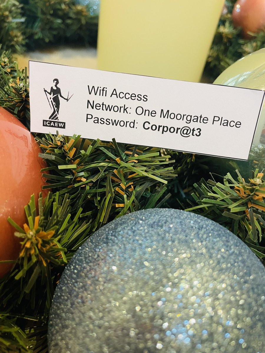 AWTEuk's tweet photo. Your WIFI for our @AWTEuk #awtexmaslunch … always need good WiFi at these spectacular social events - whoop! Thank you @OneMoorgate https://t.co/owCM5zeiCU