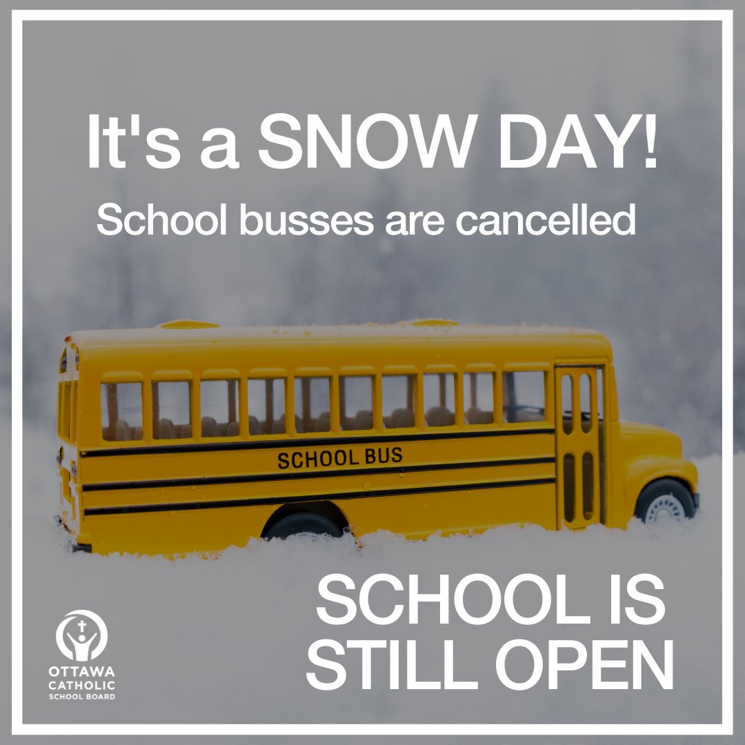 Ottawa Students Transportation has cancelled all school bus transportation today.  Schools remain open.