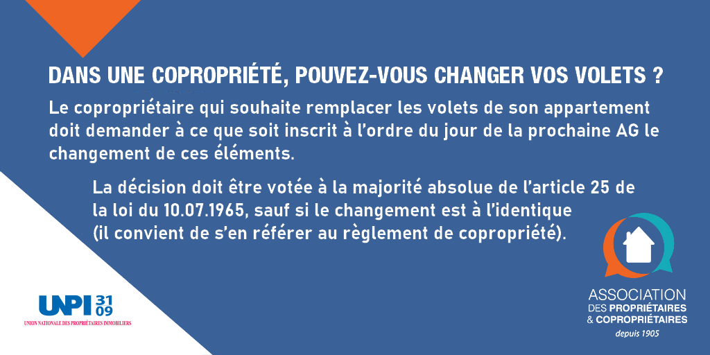 asso_immo's tweet photo. 🏨 Dans une copropriété, pouvez-vous changer librement vos volets ?

➡️ Adhérez à notre Association, nos professionnels de l’immobilier répondront à vos questions : https://t.co/QXOXdbQogU https://t.co/IUv3NB3oUl