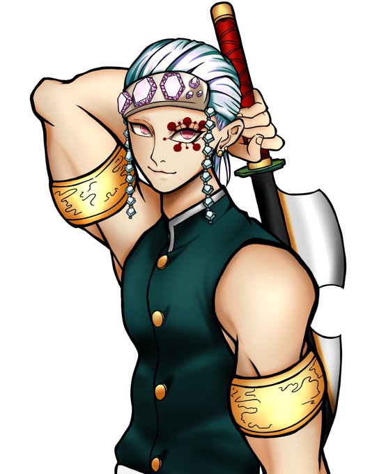 あおさんがTwitterに投稿した宇髄天元(鬼滅の刃)のイラスト。