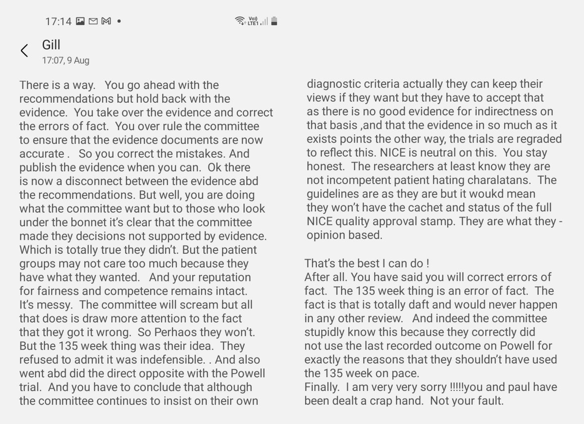 domsalisbury's tweet image. New blog post: "Text-message lobbying of senior NICE staff by individuals at NHS England and the Royal College of Psychiatrists in days before ME/CFS guideline pause" #pwME
domsalisbury.github.io/mecfs/nice-mec…