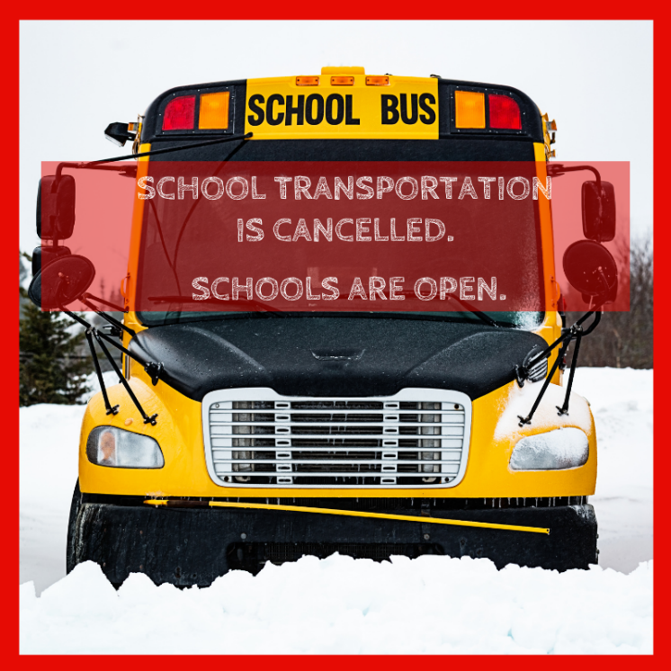 UCDSB's tweet photo. Due to poor road conditions, all school transportation is cancelled today (Dec.6). Schools are OPEN to staff and students. If your child normally walks to school and will not be attending, please contact your school to let them know they are home safe. https://t.co/OWayt8wivq