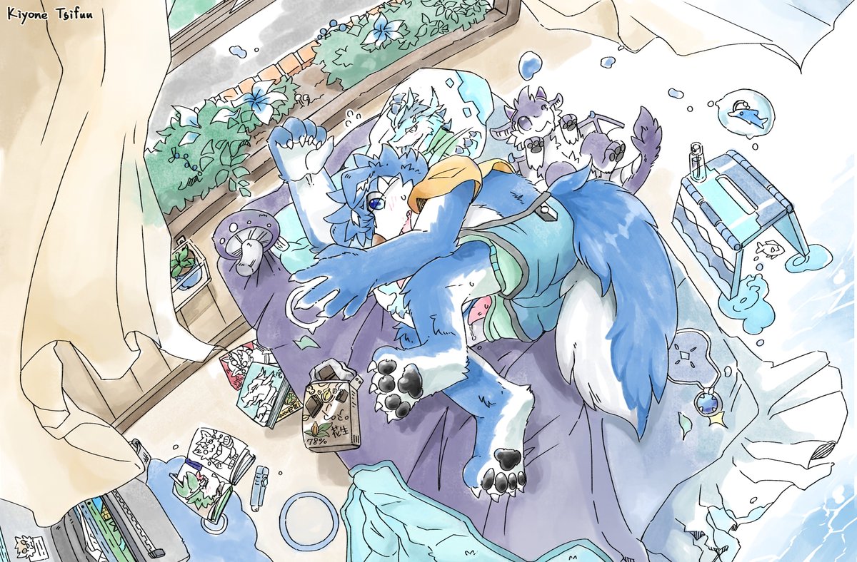 KTaifuu's tweet photo. 【R18】臥窗涼意❄️💧 https://t.co/gtSbVYgsLl