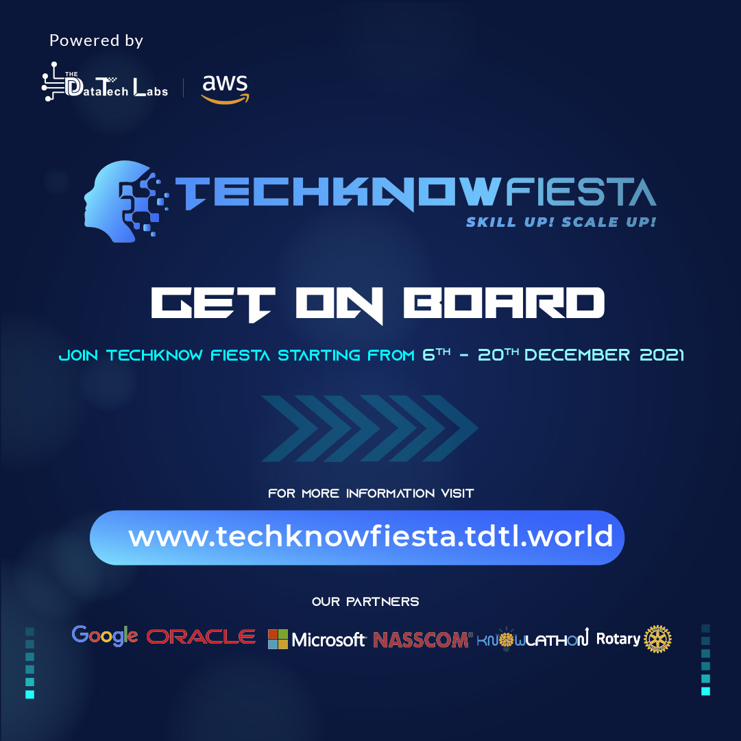 techknowfiesta's tweet image. It&apos;s time to become a learner, and @techknowfiesta 2021 will provide you with a platform to improve your skills and expand your knowledge.
Visit- lnkd.in/ehWdytNr
#TDTL #techknowfiesta #aws #cloudtechnology #artificialintelligence #machinelearning #LNA