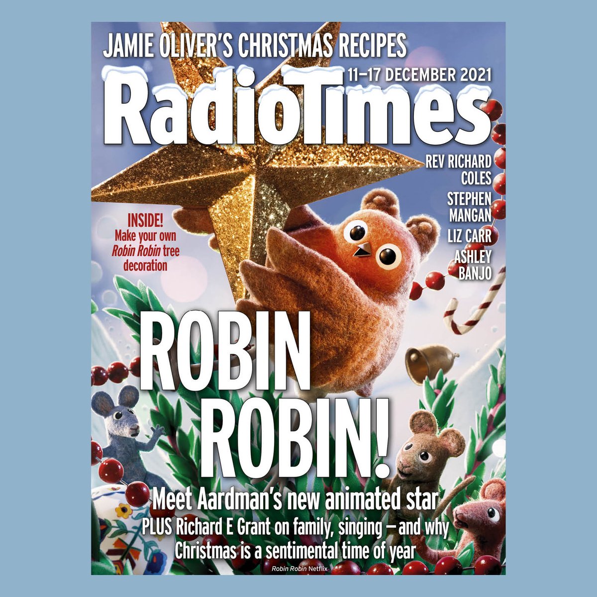 RadioTimes's tweet photo. Robin Robin is this week's #RadioTimesCover star!
Aardman speak about their latest family favourite, the musical tale of Robin who is adopted as a fledgeling by a family of mice after her egg falls out of the nest.
Also inside, Ashley Banjo, Christmas at Liberty London & more! https://t.co/TEMCXo2e6R